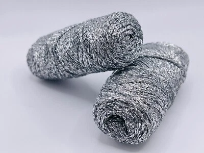 LOT of 2 Mini Metallic Braid Silver Brillante 80270 Ice Yarns No Labels 2 x 10gr