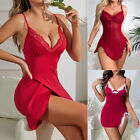 Women Sexy Nightgown Lace Babydoll Chemises Sleepwear Pajama Nightie Red Dress