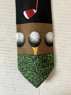 Giovanni Romeo Men's Necktie Tie Silk Golf Ball Club Tee Stripe Made Italy 57" - Image 1 of 4