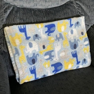 Manta Baby Gear Azul Amarillo Blanco Jirafa Elefante Bebé Animales de la Selva Amorosa Foto 1 de 4