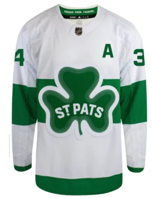 Men's Toronto Maple Leafs adidas St. Pats Primegreen Auston Matthews Milk Jersey - Image 1 of 3