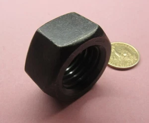 Grade 5 Steel Black Oxide Hex Nut, RH, 1 1/8"-7 x 31/32" Height. - 3 Pcs - Picture 1 of 10