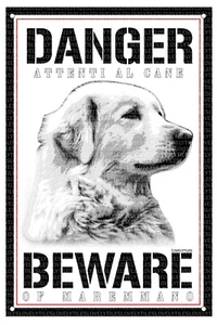 MAREMMAN DOG SHEPHERD PLAQUE DOG WATCHFUL SIGN BEWARE OF DANGER METAL - Picture 1 of 1