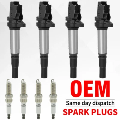 4x Ignition Coils + 4x Iridium Spark Plugs For 2007-2015 Mini Cooper 1.6L UF598 - Image 1 of 4