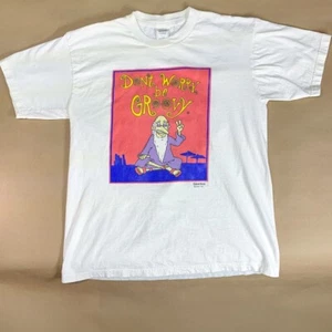 Don’t Worry Be Groovy Hippie Graphic T-Shirt Vintage Size Large - Picture 1 of 18