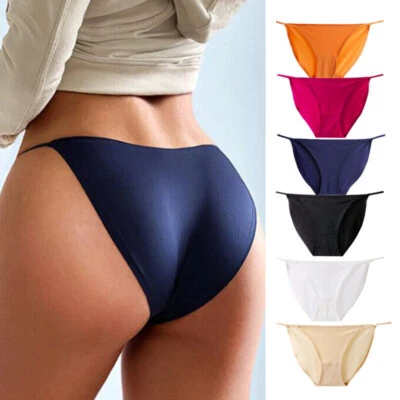6 Pack Lot Womens Seamless Silky Panties G string Thong Brief Bikinis Underwear - Image 1 of 4
