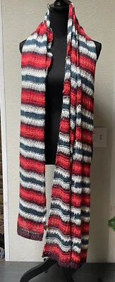 Bufanda de lana multicolor a rayas Abercrombie & Fitch 96" X 29" rojo carbón Foto 1 de 4