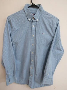Youth Vineyard Vines Whale Shirt Green Blue Gingham Check Long Sleeve XL - Picture 1 of 3