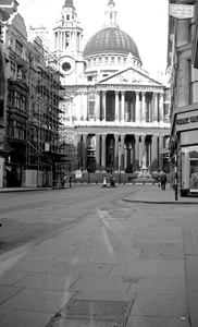photograph of St Paul's Cathedral in London, viewed from a street View Negative - Picture 1 of 1