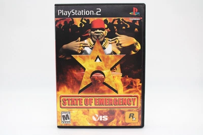 Restaurado PS2 Estado de Emergencia 1 Sin Manual Etiqueta Negra Cubierta Arte Agua DMG Foto 1 de 4