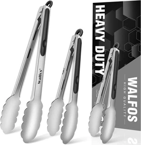 Food Grade Stainless Steel Kitchen Tongs for Cooking,BBQ - 7 ,9 and 12 Inch,Set - Picture 1 of 3