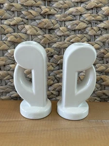 RARO 2 Candelabros Vintage Zarzaparrilla MCM Blanco NOTAS MUSICALES Japón - Imagen 1 de 7