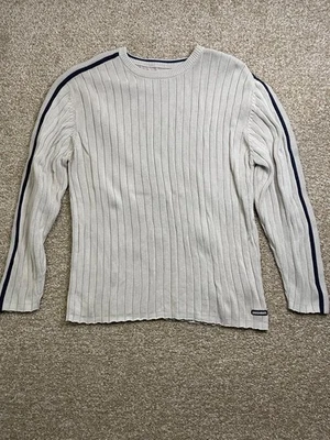 复古 Unionbay Y2K 毛衣条纹 90 年代 Skater Cyber Mall Goth 男式 XL 黑色 — 第 1/4 张图片