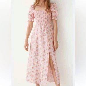 & Other Stories Abito midi rosa floreale lino donna 4 prateria cottage core - Foto 1 di 11