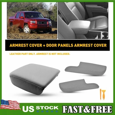 For 2006-2014 Honda Ridgeline Console Lid Armrest & Door Panel Cover Gray Set US Foto 1 de 4