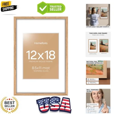 Marco de fotos 12x18 madera, roble natural de alta gama 12x18 marco de póster de madera clara... Foto 1 de 4