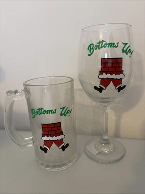 Bottoms Up Christmas Stemmed Wine and Beer Glass - Image 1 of 3