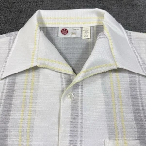 VTG Men’s Sears Kings Road Button Down Shirt Short Sleeve Mesh White Striped XL - Picture 1 of 6