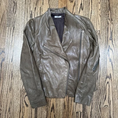 NWOT Helmut Lang Women’s Leather Moto Jacket S Brown - Image 1 of 4
