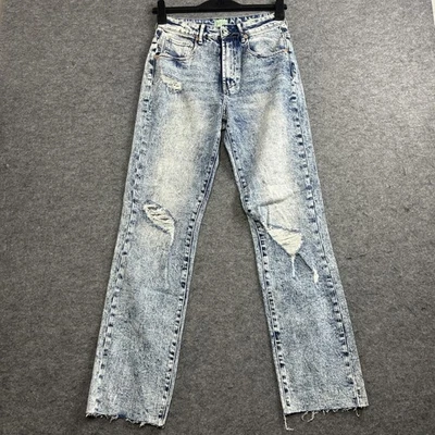 Pantalones de mezclilla Articles of Society para mujer 2 26 azules rectos tiro alto Distressed Village Foto 1 de 4