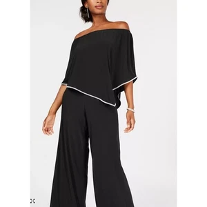 MSK Large Black Off-The-Shoulder Overlay Jumpsuit - Picture 1 of 8