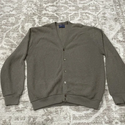 Vintage 60-70s Pendleton Men's Button Cardigan Sweater Tan 100% Wool Rare Size L - Image 1 of 4
