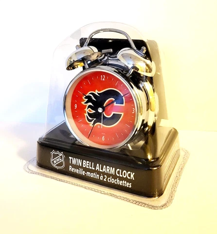 Calgary Flames Twin Bell Alarm Clock NOS Cover