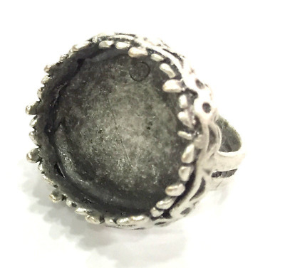 Ring Blank Setting Base Bezel Cabochon Antique Silver Plated Brass G5239 • 5.07€