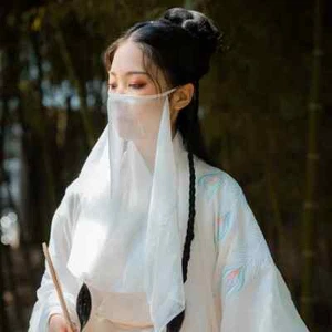 Hanfu Solid Color Veil Female Cover Face Sunproof Semi Transparent Mask Cosplay - Picture 1 of 10