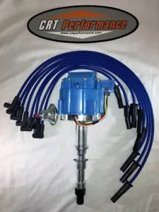 CADILLAC V8 472 & 500 HEI DISTRIBUTOR BLUE + 8MM USA PLUG WIRES 1968-1976 - Picture 1 of 3