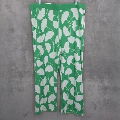 Pantalones Tejidos Diane Von Furstenberg X Target DVF 2x Verde Blanco Floral Pierna Ancha Nuevos Foto 1 de 4