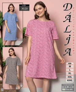 Women Nightwear Animal Print 100% Cotton Short Sleeve Long Nightdress M to XXXL - Picture 1 of 6