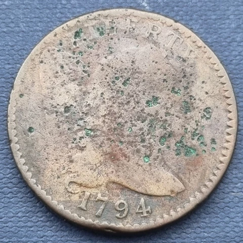 1794 Flowing Hair Large Cent 1c Circulated Corroded #52966 Cover