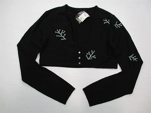 Nuevo suéter cárdigan tejido recortado negro secuencia talla L THE LIMITED para mujer - Imagen 1 de 7