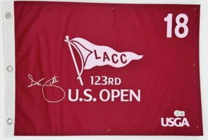 ADAM SCOTT SIGNED 2023 U.S. OPEN GOLF PIN FLAG LOS ANGELES LIV AUTOGRAPH BAS K69 - Picture 1 of 3
