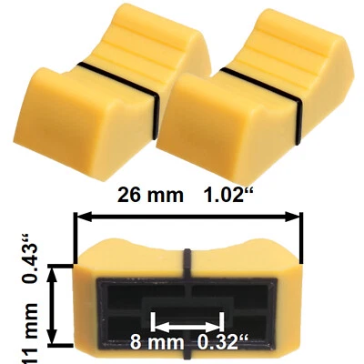 Sifam 2 FADER KNOB YELLOW fit 8mm slide potentiometer pot mixer replacement - Image 1 of 4