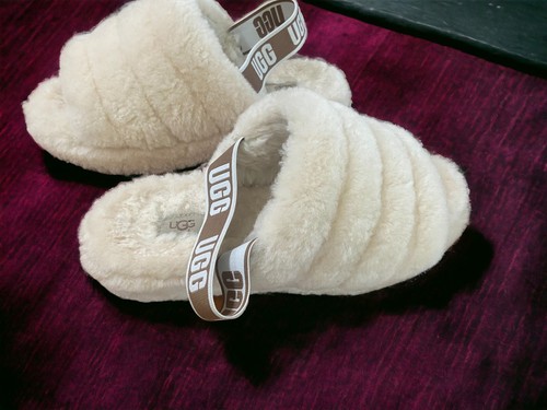 UGG Australia Fluff Yeah Slide Sandali Pantofole Donna Taglia US 11 Avorio