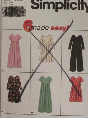 OOP SIMPLICITY 7455 Misses & Pts Dress & Jumpsuit in 6 Looks PATTERN 12-14-16 UC - Image 1 of 3