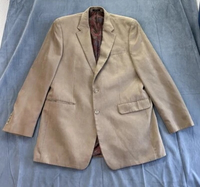 Lauren Ralph Lauren LRL Blazer Mens 42L Brown Faux Suede Jacket Sport Coat HOLE - Image 1 of 4