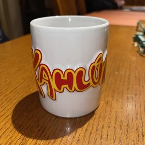 Vintage Kahlua Coffee Tea Mug/Cup White with 3D Kahula Red Logo Yellow Outline - Picture 1 of 6
