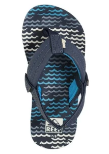 Reef Kids Little Ahi Sandals UK 6/7 Blue Horizon Waves Flip Flops - Picture 1 of 2