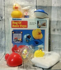 Bolsa de malla Shelcore de juguetes de baño bebé pato pez ballena barco bola de marinero 1993 de colección - Imagen 1 de 11