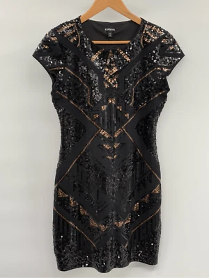 Vestido Express Lentejuelas Manga Corta Mujer Talla Mediana Negro Swiftie Formal Fiesta Foto 1 de 4