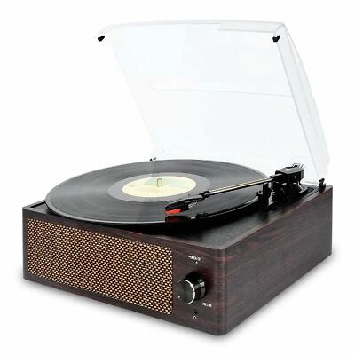 DIGITNOW! Bluetooth Vintage Vinyl Record Player Belt-Driven 3-Speed Turntable Aux Input