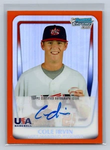 COLE IRVIN 2011 BOWMAN CHROME USA 18U-13 ORANGE REFRACTOR AUTO SP 2/25 ORIOLES - Picture 1 of 2