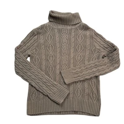 Suéter Jeanne Pierre para mujer talla pequeña cuello alto tejido con cable Foto 1 de 4