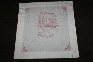 Embroidered Red & White Tablecloth Vintage - 30" X 30" - Picture 1 of 12