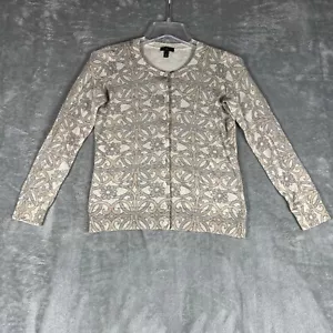 TALBOTS Womens Floral Long sleeves Button Down Cardigan Size P Metallic Glitter - Picture 1 of 7