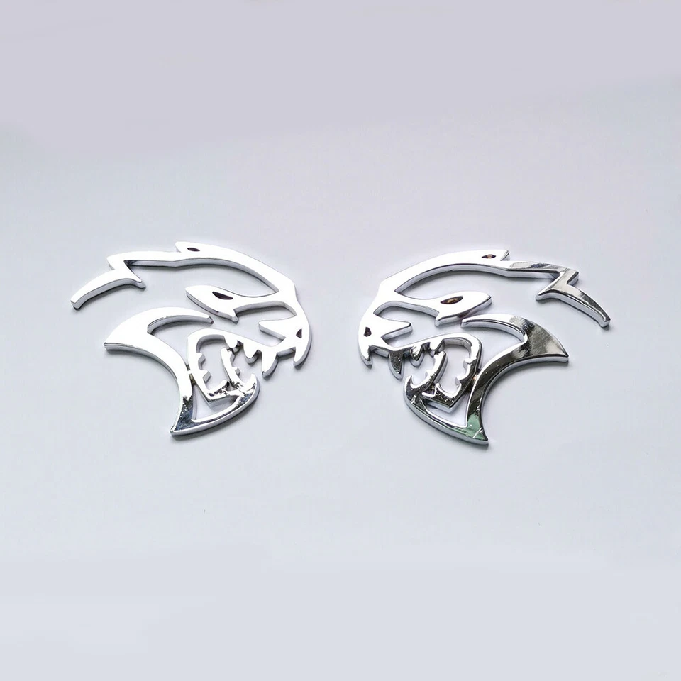 2x Cromo Hellcat Emblema Izquierdo Derecho Guardabarros 3D Metal Insignia Universal Foto 1 de 3