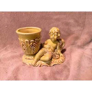 Candelabro vintage de cerámica de querubín Cupido años 60 de Enesco - Imagen 1 de 3